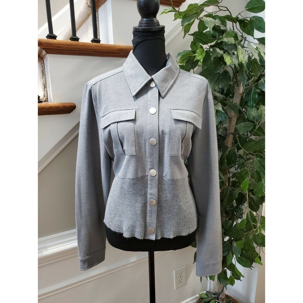 Liz Claiborne Women's Gray Polyester Collared Long Sleeve Casual Jacket 12